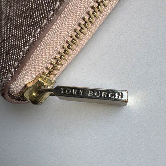 Tory Burch Robinson Continental Large Accordion Zip Wallet Rose Gold Shiny - Picture 12 of 14